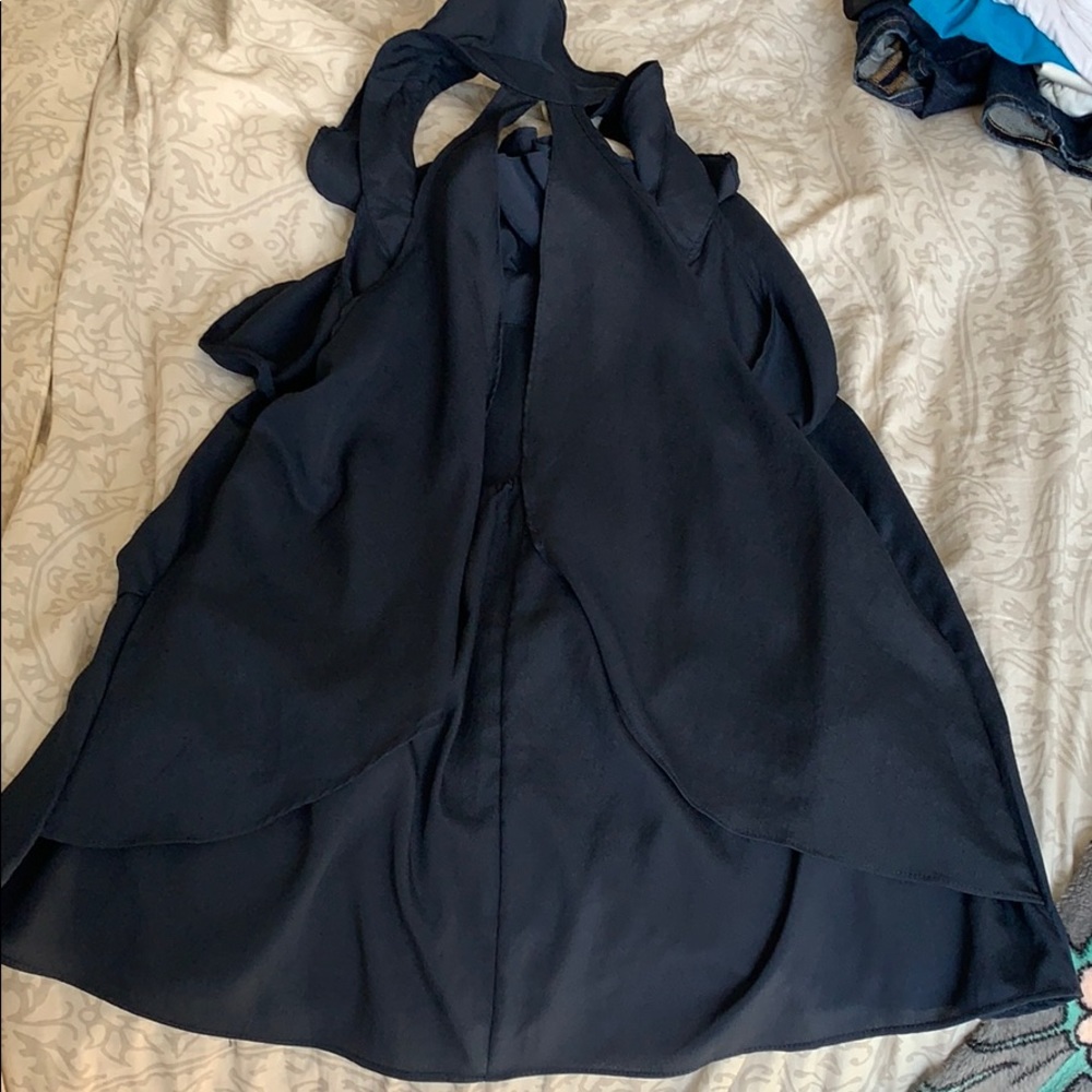 Navy Ruffle Halter Top - Size M - Picture 4 of 5